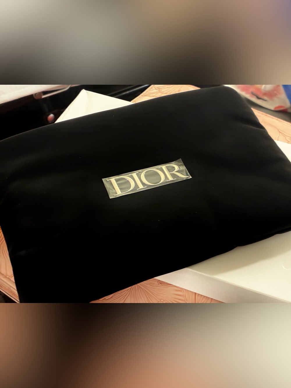 Ultra lux Dior Metal Embossed Rare Ultra Soft velvety black M-L Trousseau Bag - Picture 10 of 17